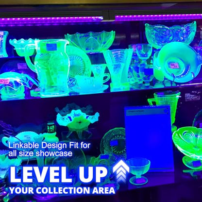 395NM Black Light Bar 18W, UV Blacklight Strip for Glow Party, Linkable LED Black Lights with ON/Off Switch, for Uranium Glass Curio Dispaly Cabinetry Halloween, 15.8Inch, 2Pack - style: 395NM-2Pack