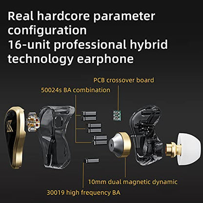 Linsoul KZ ZAS 7BA+1DD in-Ear Monitor, HiFi Bass Earbuds, Gaming Earbuds, Hybrid IEM Earphones with Recessed 2pin Cable for Audiophile Musician(Without Mic, Silver)