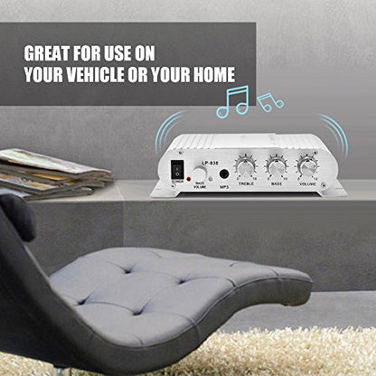 Mini HiFi 2.1 Stereo Bass Audio Power Amplifier, Professional Digital Amp for Car or Home, Silver - color: silver