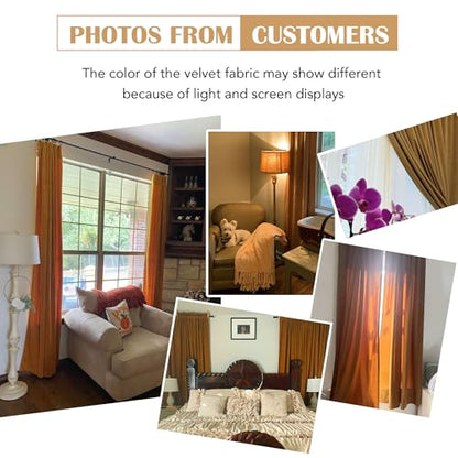 Beauoop Golden Brown Velvet Curtain for Bedroom Living Room 52x108 2 Panels - color: Gold Brown, size: 52"W x 108"L (Pack of 2)
