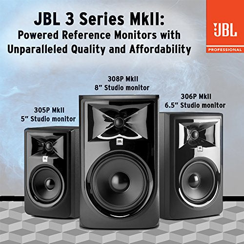 JBL Professional 305PMkII 5-Inch 2-Way Powered, Active Monitor Speaker for Near Field Music Production, Studio Monitor, Desktop Computer, Hi-Fi Audio. Sold Individually, Black - style: 305P single
