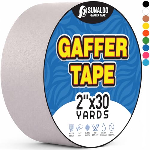 Gaffers Tape (2" x30 Yards) Heavy Duty, Easy Rip, No Residue | Grey - color: Grey, size: 2" x 30 Yards