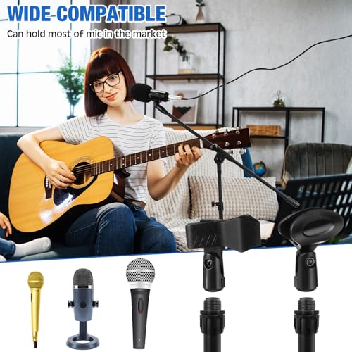 Relaxweex 4 Pcs Tripod Microphone Stand Boom Arm Floor Mic Stand with Carrying Bag and Mic Clips for Singing Stage Wedding Karaoke Church (Classic Style) - style: Classic Style