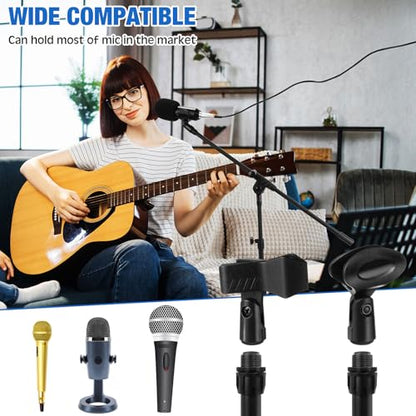 Relaxweex 4 Pcs Tripod Microphone Stand Boom Arm Floor Mic Stand with Carrying Bag and Mic Clips for Singing Stage Wedding Karaoke Church (Classic Style) - style: Classic Style