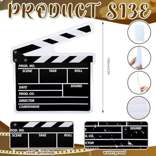 Yookeer 42" Movie Night Clapboard Cardboard Cutout Stand-up Life Size Movie Premiere Party Decoration Director Action Scene Clapper Backdrop Photo Prop for Film Theater Theme Party Event Theater Decor - style: Clapper