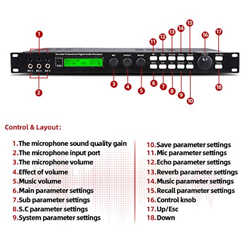 Depusheng X5 Karaoke Professional Digital Audio Processor Can Set via a PC Interface Prevent Howling