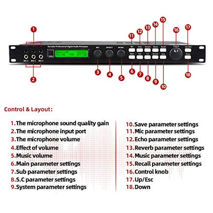 Depusheng X5 Karaoke Professional Digital Audio Processor Can Set via a PC Interface Prevent Howling