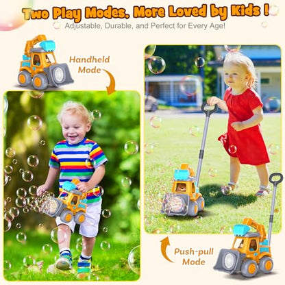 Automatic Bubble Machine Toys for Toddlers: Portable Construction Truck Bubble Maker Blower Toys for 3 4 5 6 Year Old Boy Girl Kids Outdoor Toys for Easter Party Birthday - style: Construction Truck