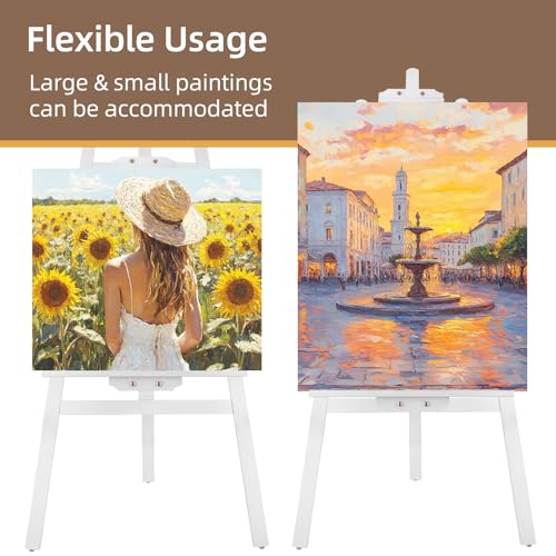 Adjustable Wooden Easel Stand for Painting&Display, White | Folding Art Easel for Display, Drawing, Wedding Sign and Poster, Suitable for Kids and Adults, Holds Up to 42" - style: White -1 Pack