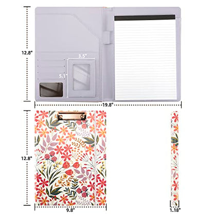 Padfolio for Women PU Leather Portfolio Cute Binder Foldable Recipe Clipboard Purple Phone Pocket - color: 03_fresh Violette