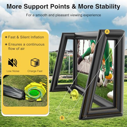 Inflatable Projector Screen, 30FT Blow Up Movie Screen Outdoor Projector, Easy Set Up One-piece Design Front & Rear Projection with Air Blower for Outside Backyard Family Movie Night Pool Party - size: 30FT
