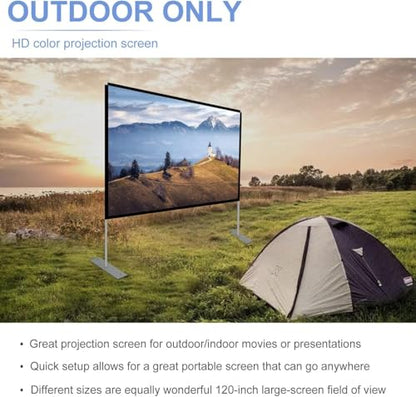 Projector Screen with Stand 120 inch 16:9 HD 4K Outdoor Indoor Projection Screen for Home Theater 3D Fast-Folding Projector Screen with Stand Legs and Carry Bag Projection Movie Wrinkle-Free - size: 120 inch