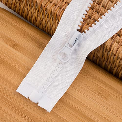 4 Pcs 24 Inch #5 Separating Jacket Zippers Plastic Molded Zippers Raincoat Coat Zippers Tailor DIY Sewing Tools for Clothes Garment Bags White