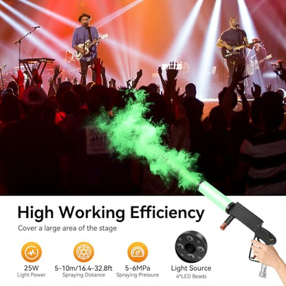 CO2 Handheld Smoke Machine, Fog Gun with RGB LED Lights & 3m Hose, 5-6Mpa High-Pressure Portable Smoke Cannon for Halloween, DJ Parties, Weddings, Stage Effects