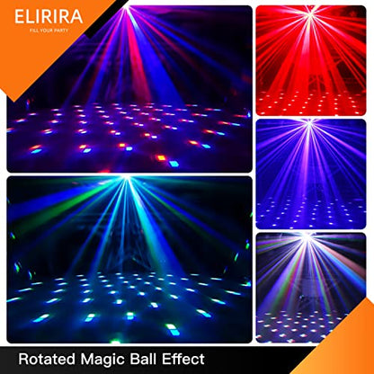 Stage DJ Party 5 in 1 Mixed Effect Lights with Magic Ball, LED Par Pattern Lights and Strobe/UV,Sound Activated Disco with Remote DMX Control, Great for Wedding/Church/Club/Party