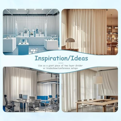 Extra Wide Two Layers One Piece Trade Show Booth Backdrop, White, 25x8ft | Chiffon Tulle & Polyester, Extra Wide Blackout Curtains, Theatrical Backdrops - color: White, size: 96"W x 300"L (Pack of 1)