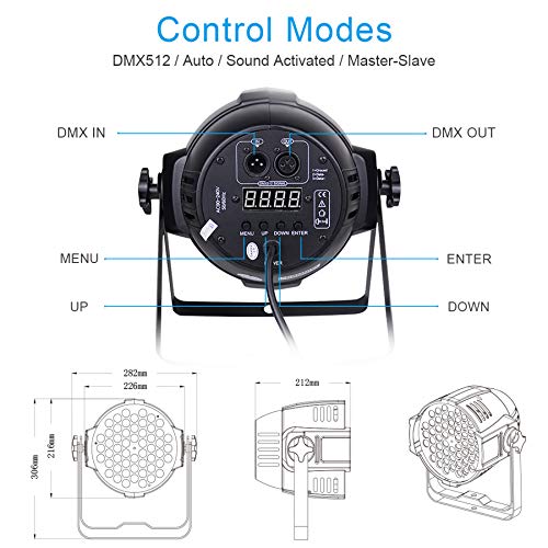 Betopper DJ Lights, 54 x 3W RGB LED Stage Par Lights, DMX/Sound(LPC007, 1P) | Auto/Sound/DMX512/Master,Lighting range 6~10M,optical angle 26°,Built-in cooling fan,for Church,Concert,Wedding,Party,Bar
