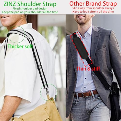 ZINZ Shoulder Strap 58" Ultra-Thick Fixed Padded and Adjustable Buckles Crossbody Strap for Briefcase Laptop Bag Luggage - color: Stripes-BkWBk