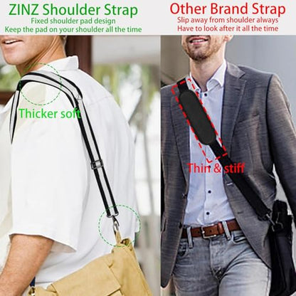 ZINZ Shoulder Strap 58" Ultra-Thick Fixed Padded and Adjustable Buckles Crossbody Strap for Briefcase Laptop Bag Luggage - color: Stripes-BkWBk