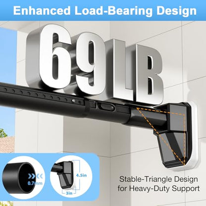Extra Long Tension Curtain Rod, Black, 41-67 Inch (4-5.6ft), Tension Rod - color: Black, size: 41-67inches