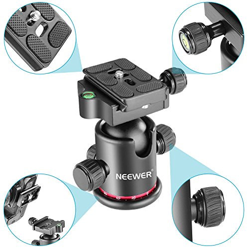 Neewer Professional Metal 360 Degree Rotating Panoramic Ball Head with 1/4 inch Quick Release Plate and Bubble Level,up to 17.6pounds/8kilograms,for Tripod,Monopod,Slider,DSLR Camera,Camcorder - style: GM-MT(Red)