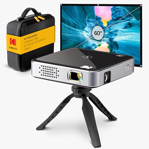 KODAK Luma 75 Projector Kit, 60-Inch Screen, Tripod & Case, Black - color: Black