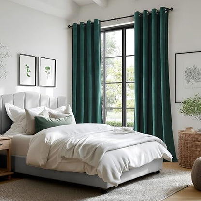 Dark Green Velvet Curtains 84 inch Length Grommet Blackout Curtains for Bedroom Light Blocking Thermal Insulation Drapes Set of 2 Panels 52”x 84” - color: Black Green, size: 52"W x 84"L (Pack of 2)