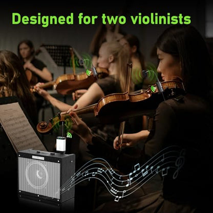 Dual UHF Violin Wireless Microphone Gooseneck Pick Up Instrument Clip-on Mic 1 Receiver and 2 Transmitter System for Violin Stage Musical Instrument Performance,Q2/VT-5