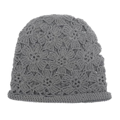 ZLYC Women Cotton Crochet Slouchy Beanie Hat Handmade Knit Summer Skull Cap | Lightweight breathable,boho casual chic look,travel photos festival party,café commute daily wear,beach concert gathering - color: Crochet Grey