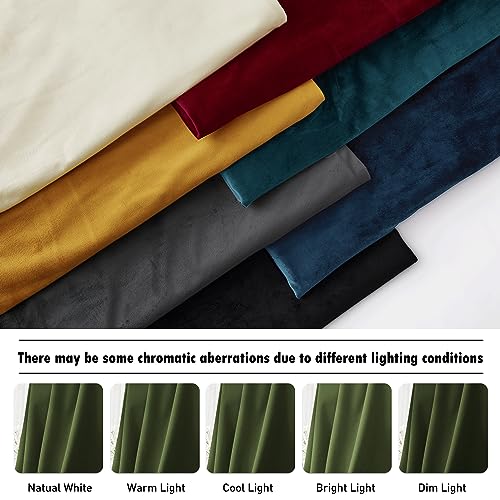 RYB HOME Velvet Room Darkening Curtains for Living Room 72 inches Long - color: Army Green, size: 52"W x 72"L (Pack of 2)