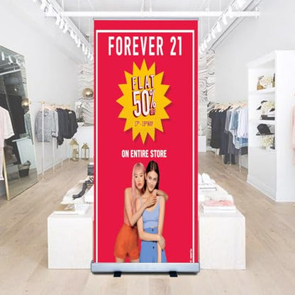 Heavy-Duty 36''x 80'' Retractable Banner Stand Roll Up Banner Stand Advertising Display Stand with Padded Canvas Bag