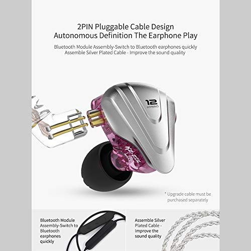 Linsoul KZ ZSX 5BA+1DD 6 Driver Hybrid in-Ear HiFi Earphones - color: Cyan, style: Without Mic