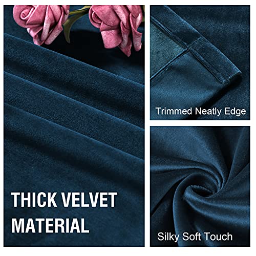 H.VERSAILTEX Room Darkening Velvet Curtains for Bedroom, 63 Inch, Navy - color: Navy, size: 52"W x 63"L (Pack of 2)