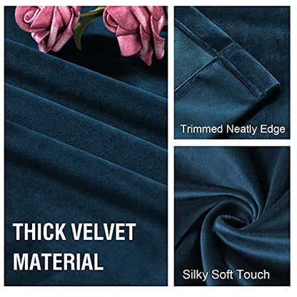 H.VERSAILTEX Room Darkening Velvet Curtains for Bedroom, 63 Inch, Navy - color: Navy, size: 52"W x 63"L (Pack of 2)