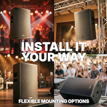 Rockville PLX12 12" Powered PA Speaker, 3000W Peak / 750W RMS, Plywood, DSP | Enclosure, Bluetooth 5.2 TWS, 2 XLR/TRS Inputs, AUX, XLR Output, Wedge Monitor, Pole Mount, 127dB SPL, Class D, 12 Fly Points