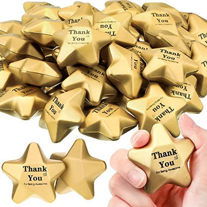 Deekin 36 Pcs Star Stress Balls Foam Relief Toys Bulk,Thank You,1.6 Inch | Mini Star Squeeze, Portable Pocket Size, Anxiety, Perfect Teacher Incentives, Office Stress Relief & Party Favor Supplies - size: 1.6 Inch, style: Thank You