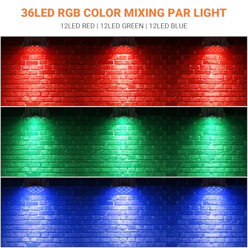 Battery Powered Stage Par Lights: 36W RGB Rechargeable Par Can 2Pack - 6 to 15Hours Working Time - Remote DMX Control Uplights for Event Chruch Wedding Mobile DJ Party Music Dance Band Club Live Show