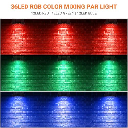 Battery Powered Stage Par Lights: 36W RGB Rechargeable Par Can 2Pack - 6 to 15Hours Working Time - Remote DMX Control Uplights for Event Chruch Wedding Mobile DJ Party Music Dance Band Club Live Show