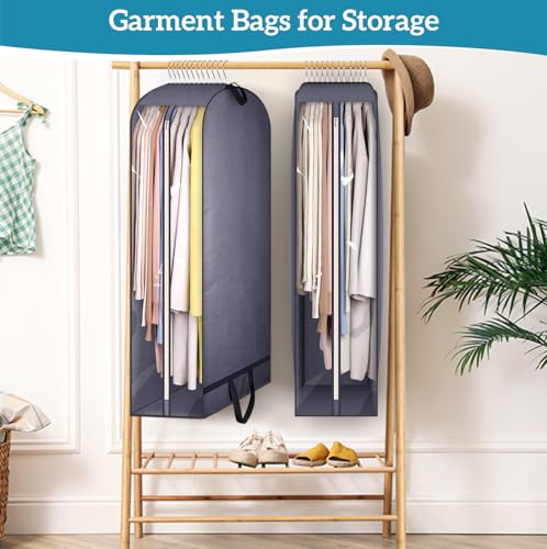 KIMBORA 10" Gusseted Clear Garment Bags for Hanging Clothes Storage, 43" Suit Bags for Closet Storage with Handles, Garment Covers for Coats, Jackets, Sweaters (2 Packs, Grey) - size: 43" - 2 Pack