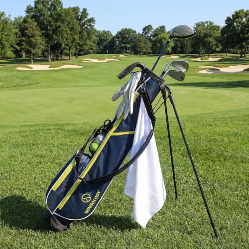 Small Golf Stand Bag Lightweight Golf Easy Carry Bag with Strap and Stand for The Driving Range, Par 3 and Executive Courses Small Golf Bags for Men or Women. - color: NAVY/YELLOW