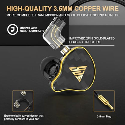 in Ear Monitor, HiFi Headphones with Dual Magnetic Dynamic Driver, Black - color: YJS-820-Black no Mic