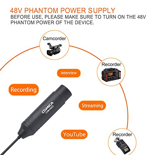 COMICA XLR Microphone CVM-V02O 2 Pack 5.9 fts Phantom Power Omni-Directional Lavalier Lapel Microphone for Canon Sony Panasonic Camcorders Zoom H4n H5 H6 Tascam DR-40 DR-60D DR-70D DR-100 Recorders