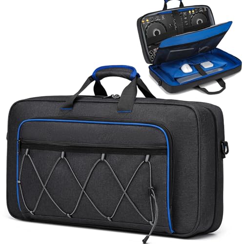 DJ Bag for DDJ-FLX4/DDJ 400/DDJ REV1, Padded DJ Controller Crossbody Bag with 4 Pockets, for 15.6 Inch Laptop, Cables, DJ Mixer Case with Adjustable Shoulder Strap for DJ Equipment - color: Grey