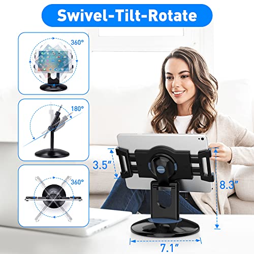 AboveTEK Retail Kiosk iPad Stand, 360° Rotating Commercial POS Tablet Stand, Fits 6"-13" (Screens) iPad mini Pro-Business Swivel Tablet Holder, for Store Office Reception Kitchen Desktop (Black) - color: Black