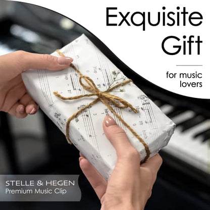 Stelle & Hegen Piano Book Holder - Music Book Clip, Sheet Music Holder | Stainless steel music page holder for piano, keyboard, guitar and violin; treble clef design, gift for piano players - style: Modern Edition