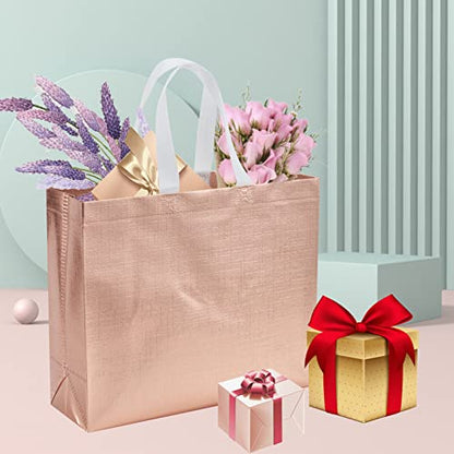 6 Pcs Reusable Large Gift Bags with Handles for Party Wedding - color: Rose Gold