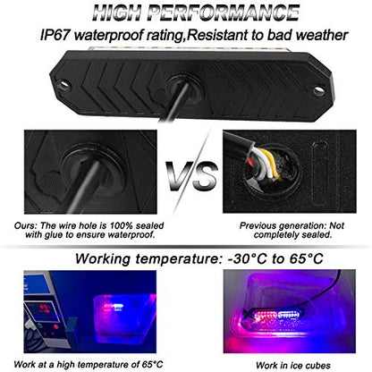 ASPL 8pcs Sync Feature Ultra Slim 12-LED Surface Mount Flashing Strobe Lights for Truck Car Vehicle LED Mini Grille Light Head Emergency Beacon Hazard Warning Lights (Red/Blue) - color: Red/Blue, size: 4.41L x 0.44W x 1.14H Inch