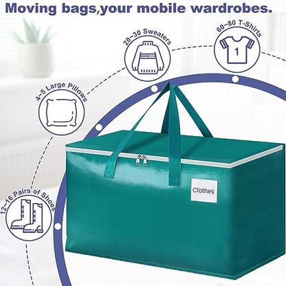 StorageRight Moving Bags, Moving Boxes, 93L 4-Pack Sotrage Bags Totes,Green - color: Green, size: 4 Pack