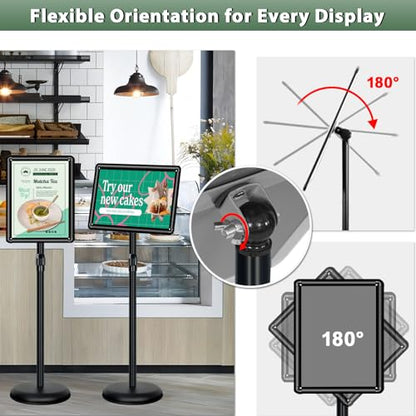 2 Pack Pedestal Sign Holder, 8.5 x 11" Floor Standing Display Stand, Black - color: Black, size: 8.5x11in-2p