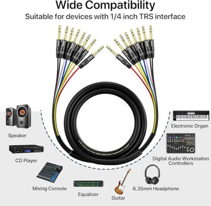 EBXYA 8-Channel 1/4 Inch TRS to TRS Snake Cables,Recording Snake Cable - size: 8-Channel 15 Feet, style: TRS to TRS